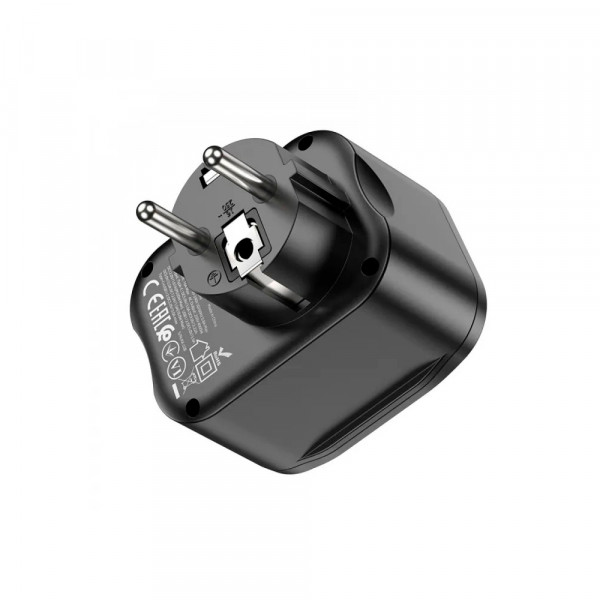 Мережевий фільтр HOCO NS3 на 1 розетку + 2 USB + USB-C, 20W, 220В, Black