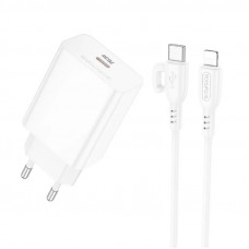 Набір BOROFONE BA21A Pro СЗУ 1xType-C+ кабель Type-C/Lighting, 20W, 1м, White, Blister