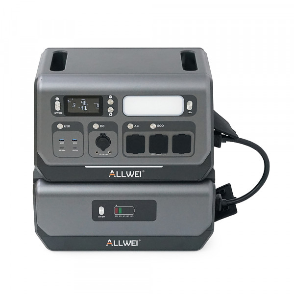 Портативная зарядная станция ALLWEI SGR-PPS2400-2PRO+BAT, 2400W/4096Wh LiFePO₄, MPPT 500W max ХТ60/12 – 60 В/10 А, 2xDC5521-12V-12A, CarPort-12V-12A, 3xAC230V, 2xUSB-A-18W, 2xUSB-C-100W, Wi-Fi, charge 1.5 h,  480x260x535 мм, 42.5кг
