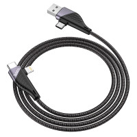 Кабель HOCO U95 4 in 1 USB + Type-C / Iphone + Type-C, 2A, довжина 1.2м, Black, Box