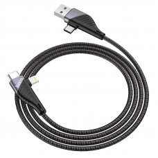 Кабель HOCO U95 4 in 1 USB + Type-C / Iphone + Type-C, 2A, довжина 1.2м, Black, Box