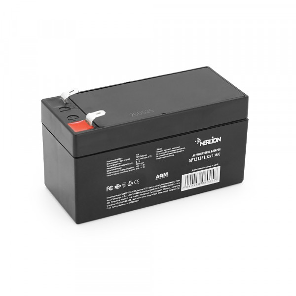 Акумуляторна батарея MERLION AGM GP1213F1 12 V 1,3Ah  ( 97 x 44 x 50 (55) ) Black, Q20