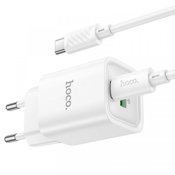 Набір СЗУ HOCO C149A СЗУ+ кабель Type-C/Type-C, 1xUSB-C+1xUSB, PD30W+QC3.0, кабель 1м, White, Box