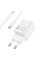 Набір СЗУ HOCO C149A СЗУ+ кабель Type-C/Type-C, 1xUSB-C+1xUSB, PD30W+QC3.0, кабель 1м, White, Box