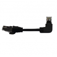 Патч-корд литий FTP, RJ45(прямий/кутовий), екранований, FTP5e 0.125m, patch D=4.9mm AWG28 1x90° CU, чорний, Q200