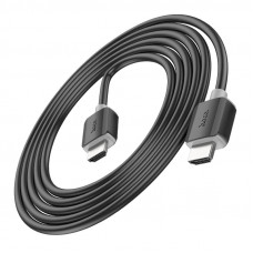 Кабель HOCO HDMI-HDMI 4Kx2K Ultra HD, 2m, v2,0, круглий Black, конектор Black, Blister