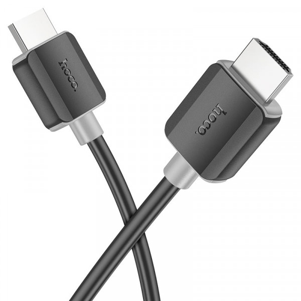 Кабель HOCO HDMI-HDMI 4Kx2K Ultra HD, 2m, v2,0, круглий Black, конектор Black, Blister
