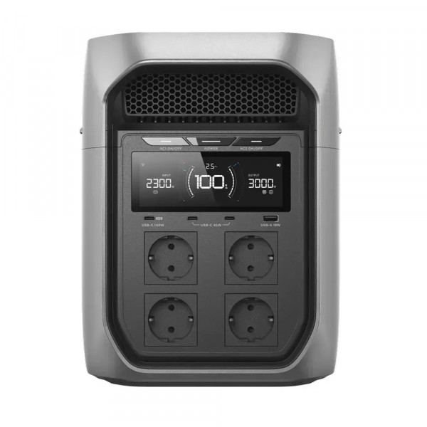 Портативная зарядная станция EcoFlow DELTA 3 Max Plus (LiFePO4 2048 Вт·ч), 4000 циклов, мощность 3000 Вт (пиковая 6000 Вт), MPPT 500W, Wi-Fi, Bluetooth, USB Type-C 1*140W 2*45W, USB Type A 18W, XT60, Розетка 230V*4, Anderson port, XT150, IP20, 494*305*242