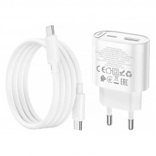 Набір СЗУ HOCO C109A + кабель Type-C/Type-C, 1xUSB+1xUSB-C, PD20W+QC3.0, кабель 1м, White, Box
