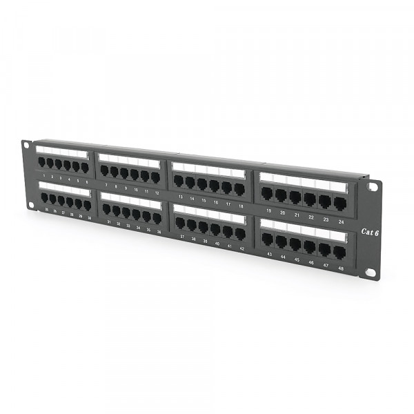 Патч-панель 48 порту UTP DUAL кат 6Е 19" 2U не екранована чорна Q20