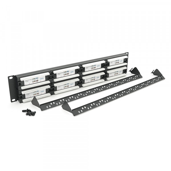 Патч-панель 48 порту UTP DUAL кат 6Е 19" 2U не екранована чорна Q20