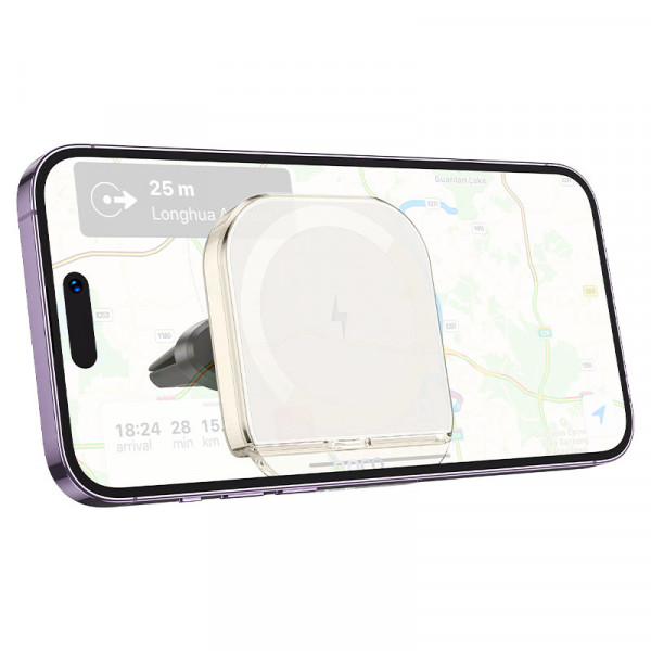 Автоутримувач HOCO HW17+ Wireless Charging 15W, кріплення на торпеду, затискач 50-90мм, Black, Box