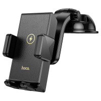 Автотримач HOCO HW22+ Wireless Charging 15W, кріплення на торпеду, затискач 50-90мм, Black, Box
