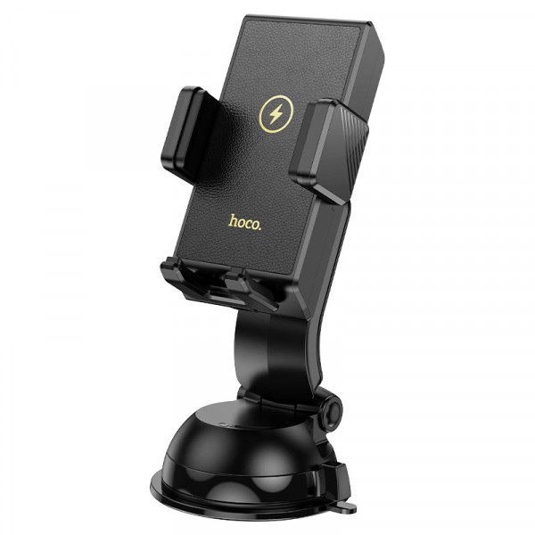 Автотримач HOCO HW22+ Wireless Charging 15W, кріплення на торпеду, затискач 50-90мм, Black, Box