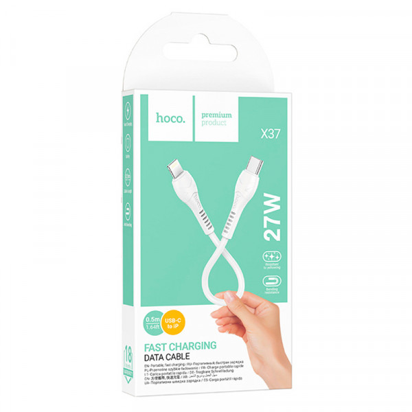 Кабель Hoco X37, Type-C-Lighting, 27W, White, довжина 0.5м, BOX