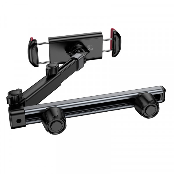 Автоутримувач HOCO H69, кріплення на підголовник, затискач 115-245мм, Black, Box