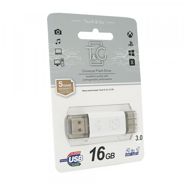 Флеш-накопичувач T&G 009 Star S, USB 3.0+Type-C, 16GB, Metal, Blister