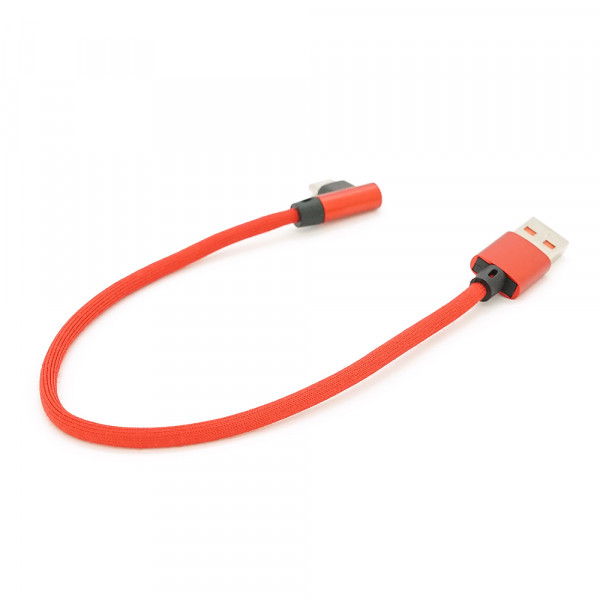 Кабель USB для Type-C (male to male), QC3.0, PD, довжина 0.25м, обплетення, Red