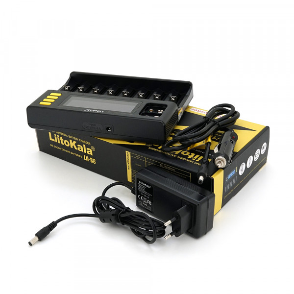 ЗУ універсальне Liitokala Lii-S8, АЗУ+СЗУ, 8 каналів, LCD дисплей, підтримує Li-ion, Ni-MH та Ni-Cd AA (R6), ААA (R03), AAAA, С (R14)
