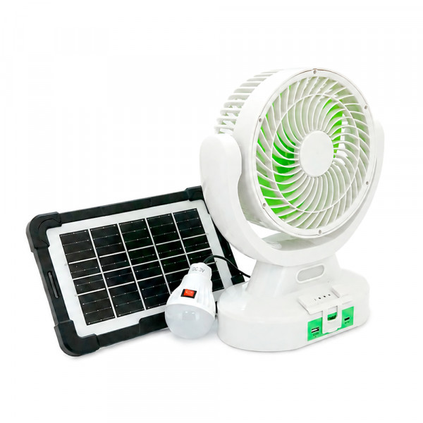 Вентилятор GDTIMES GD 8021+Ліхтар+Радіо, Solar+ вбудований акумулятор, Box