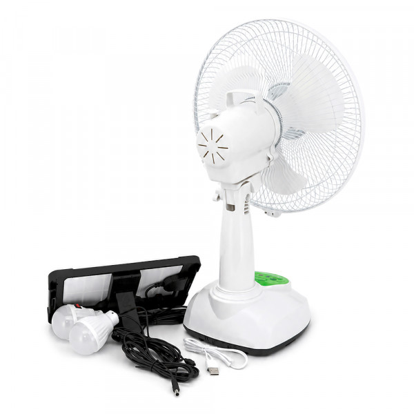 Вентилятор GDTIMES GD 8069LI, 12", Solar+ вбудований акумулятор, 2*USB лампочки, Box