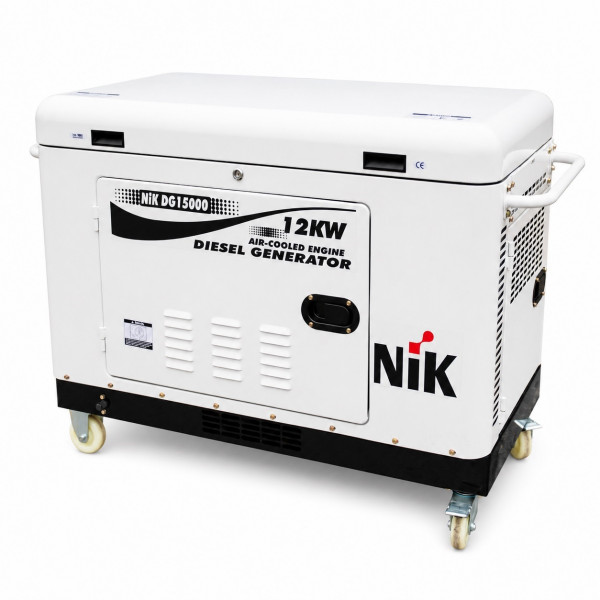 Генератор дизельний NIC DG15000, 1-фазний 230V, 50Hz, 12kW, бак 25 л, витрата 3.1 л/год, пуск: стартер/AVR, 1280х750х870 мм, 315кг