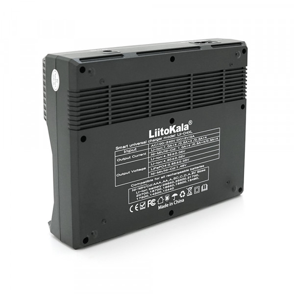 ЗУ універсальне Liitokala Lii-D4XL, 4 канали, підтримує Ni-MH та Ni-Cd AA (R6), ААA (R03), AAAA, С (R14), Li-ion/IMR: 32650,21700,18650, 220/12V