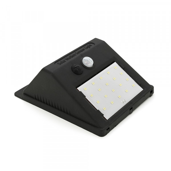 Вуличний ліхтар з сонячною панеллю 20 SMD LED, датчик руху, датчик освітленості, кріплення на стіну, Black, BOX