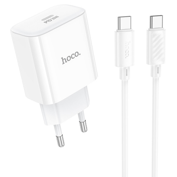 Набір СЗУ 110-240V HOCO C76A Pro+ Type-C кабель, USB-C, PD30W, кабель 1м, White, Box