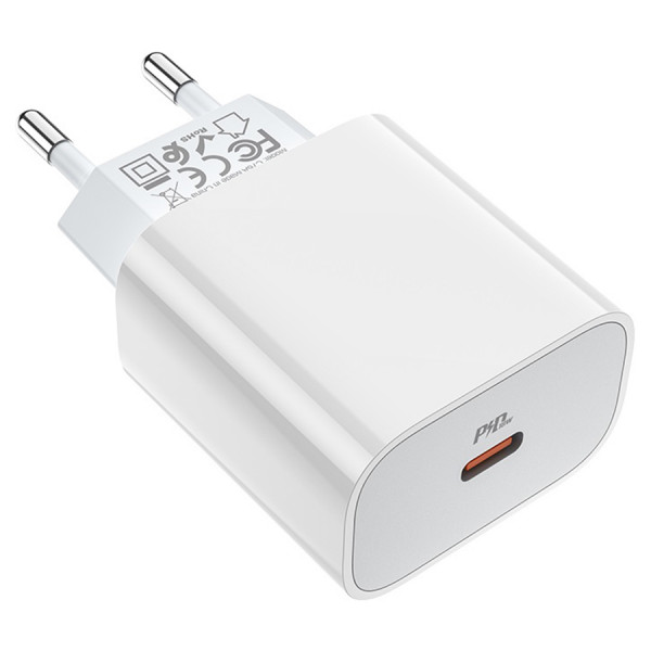 СЗУ 110-240V HOCO C76APlus, USB-C, PD20W, PPS, QC3.0, White, Box