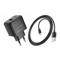 Набір СЗУ 110-240V HOCO CS17A+ кабель Type-C, 1xUSB, 22.5W, 1м кабель, Black, Blister