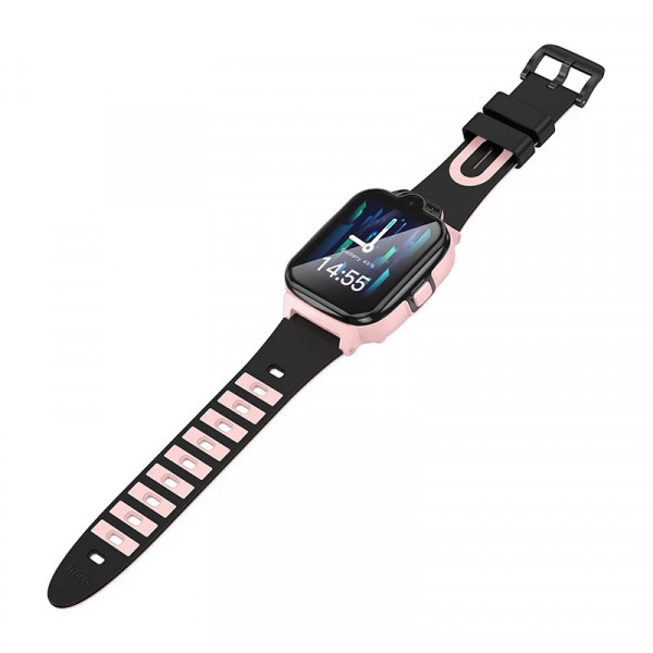 Дитячий смарт годинник Hoco Y104, 4G, GPS, Wi-Fi, HD камера, 1.69" HD-дисплей, дзвінки, відеодзвінки, голосові повідомлення, Pink, Box