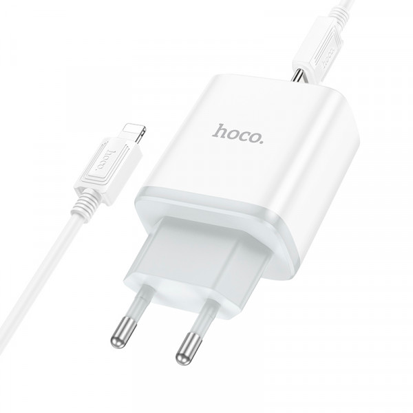 Набір СЗУ 110-240V HOCO C104A + кабель Lighting, 1xUSB-C, PD20W, кабель 1м, White, Box