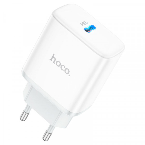 СЗУ 110-240V HOCO C104A, USB-C, PD20W, White, Box