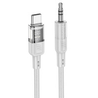 Кабель HOCO UPA27 DC3.5 (тато) => Type-C (тато), круглий в обплетенні, 1.2м, Gray, Box