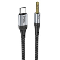 Кабель HOCO UPA26 DC3.5 (тато) => Type-C (тато), круглий в обплетенні, 1м, Black, Box