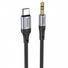 Кабель HOCO UPA26 DC3.5 (тато) => Type-C (тато), круглий в обплетенні, 1м, Black, Box