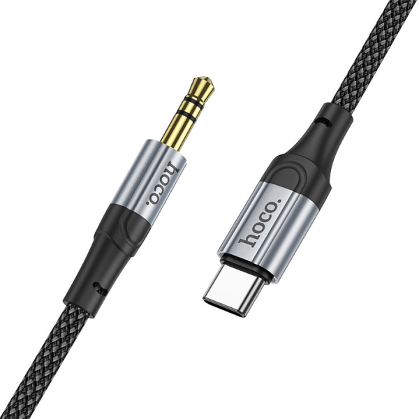 Кабель HOCO UPA26 DC3.5 (тато) => Type-C (тато), круглий в обплетенні, 1м, Black, Box