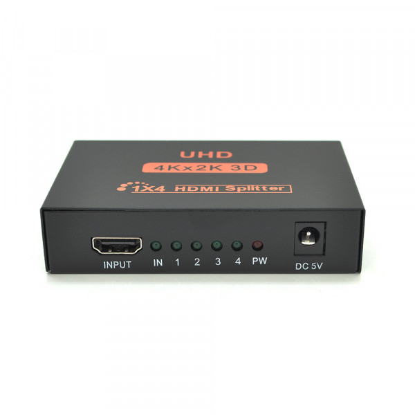 Активний HDMI сплитер 1 => 4 порта, 1080р, 1,4 версія, DC5V/2A, Box