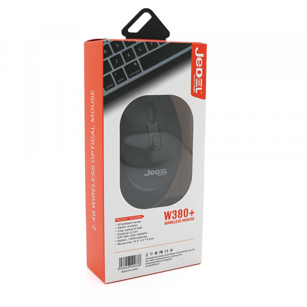 Миша бездротова JEDEL W380+, 1000DPI, Black, 2.4GHZ, акумулятор, Box