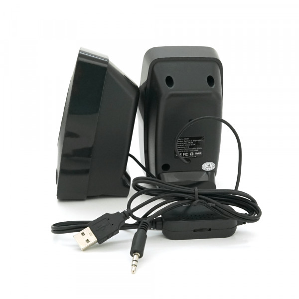 Колонки 2.0 Kisonli L-3030 для ПК та ноутбука, USB + 3.5mm, 2x3W, 20Hz-20KHz, 20X11X13mm, black