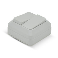 Вимикач подвійний зовнішнього монтажу, White, Q10