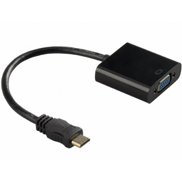 Конвертер mini HDMI (тато) на VGA (мама) 30cm, Black, 4K / 2K, Пакет