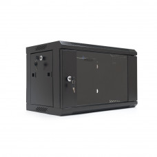 Шафа Merlion 6U, 600*350*367 (Ш*Г*В) мм загартоване скло, чорна, сталь 1,2мм, із замком (у розібраному вигляді!!!), Black