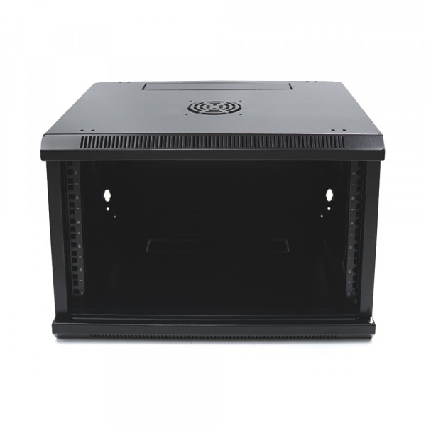 Шафа Merlion 6U, 600*350*367 (Ш*Г*В) мм загартоване скло, чорна, сталь 1,2мм, із замком (у розібраному вигляді!!!), Black