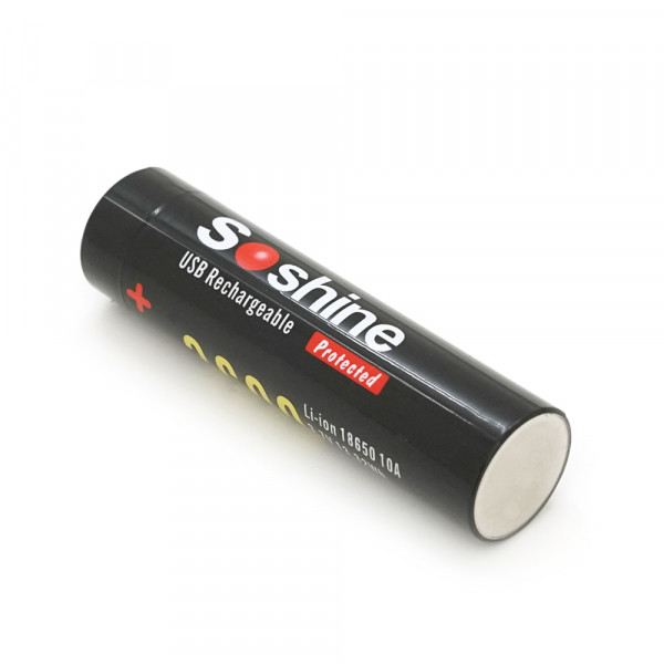Акумулятор 18650 Li-Ion Soshine 18650USB-3.7-3600, USB-C, 3600mAh, 4.5A, 4.2/3.6/2.75V, Black