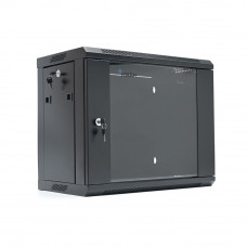 Шафа Merlion 9U, 600*350*500 (Ш*Г*В) мм загартоване скло, чорна, сталь 1,2мм, із замком (у розібраному вигляді!!!), Black