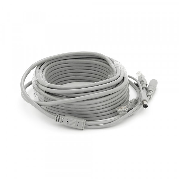 Патчкорд комбінований по кручений парі RJ-45 + DC 10m, сірий, Q60