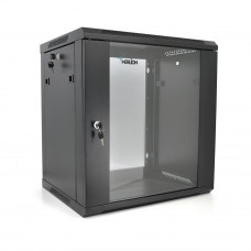 Шафа Merlion 12U, 600*450*634 (Ш*Г*В)мм  загартоване скло, чорна, сталь 1,2мм  з замком