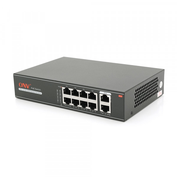 8мі портовий PoE Full Gigabit комутатор ONV-H3108P, 8xPoe1000Мбіт + 2х1000 Мбіт, IEEE802.3af/at, загальна потужність 120 Вт